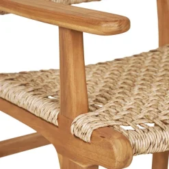 Hot Wohnen Teak Armlehnenstuhl mit Kordelgeflecht - Merlan (2er Set)