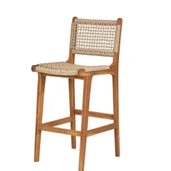 Sale Wohnen Teak Barstühle mit Kordelgeflecht - Merlan