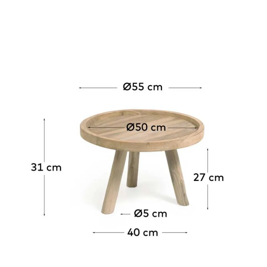 Online Wohnen Teak Couchtisch mit Drei-Bein-Gestell - Marcel