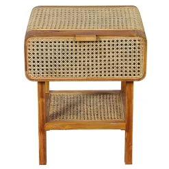 Clearance Wohnen Teak Holz Nachtkommode mit Wiener Geflecht - Teako