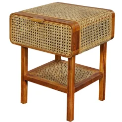 Clearance Wohnen Teak Holz Nachtkommode mit Wiener Geflecht - Teako