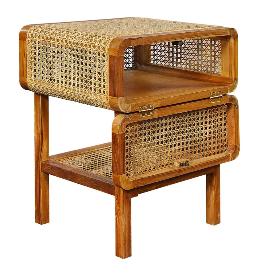 Clearance Wohnen Teak Holz Nachtkommode mit Wiener Geflecht - Teako