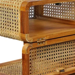 Clearance Wohnen Teak Holz Nachtkommode mit Wiener Geflecht - Teako