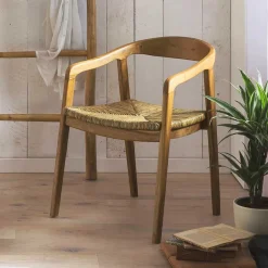 Online Wohnen Teak Holzstuhl mit Armlehnen - Donabello
