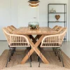 New Wohnen Teak Recyclingholz Esstisch & Stühle - Placer (siebenteilig)