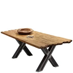 Best Wohnen Teak Recyclingholz Tisch mit X Füßen - Omegon