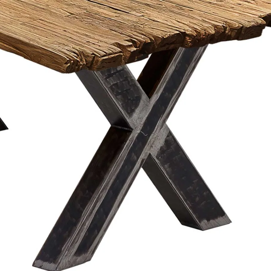 Best Wohnen Teak Recyclingholz Tisch mit X Füßen - Omegon