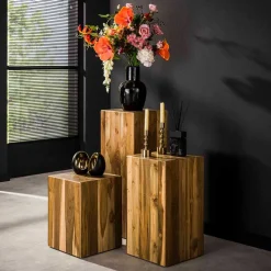New Wohnen Teakholz Blumensäule modern-rechteckig - Diskus