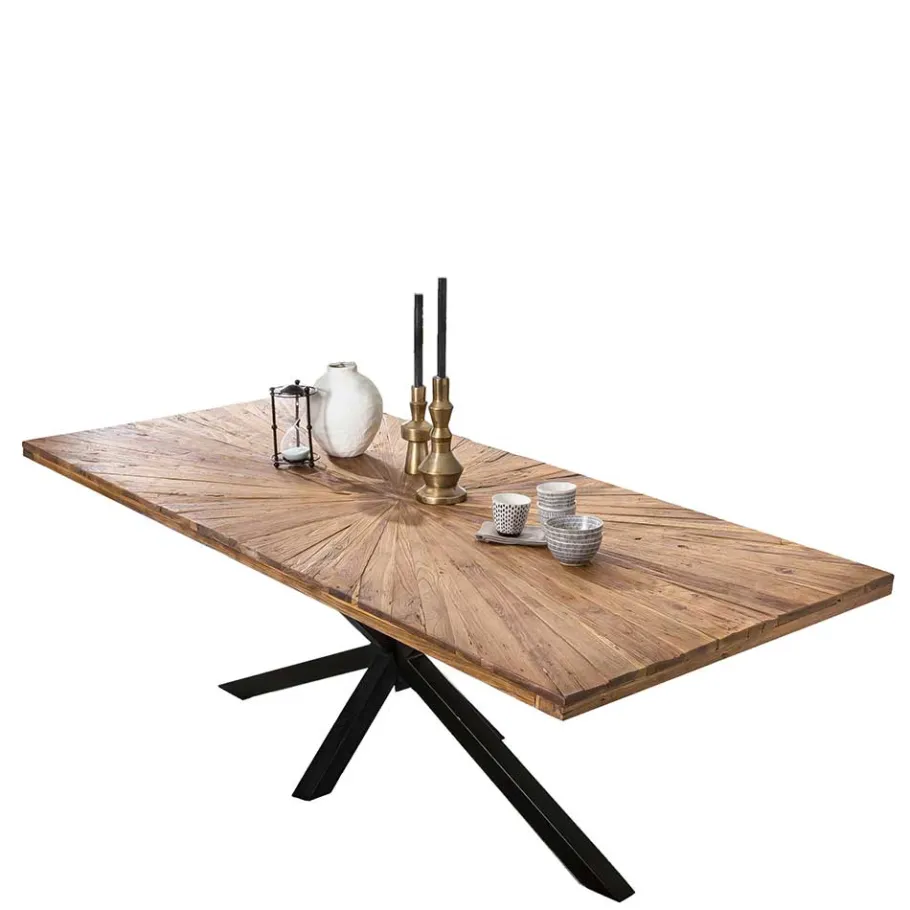 Discount Wohnen Teakholz Esszimmertisch mit Spider Gestell - Saconso