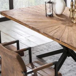 Discount Wohnen Teakholz Esszimmertisch mit Spider Gestell - Saconso