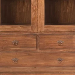Hot Wohnen Teakholz Vitrinenschrank Mangato im Landhausstil