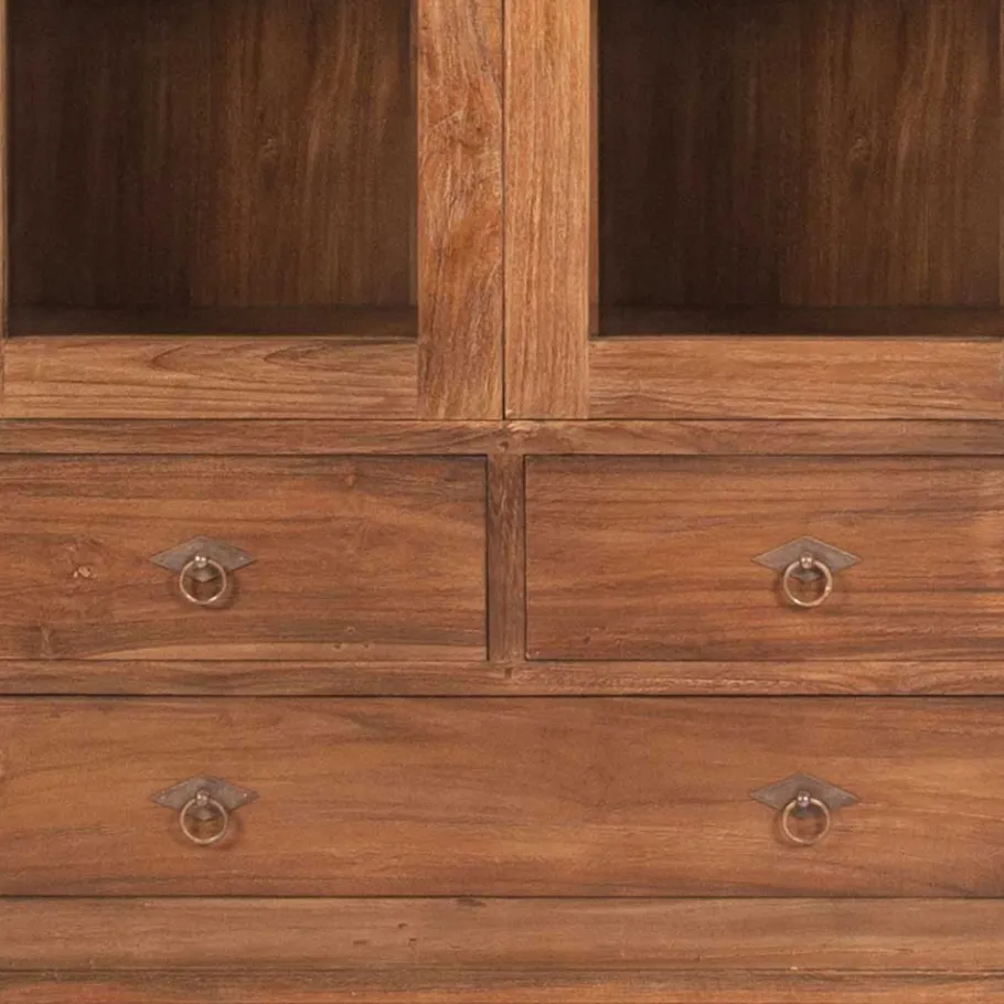 Hot Wohnen Teakholz Vitrinenschrank Mangato im Landhausstil