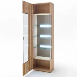 Sale Wohnen Teilmassive Standvitrine in Eiche Bianco Pontros optional mit LED