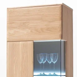 Sale Wohnen Teilmassive Standvitrine in Eiche Bianco Pontros optional mit LED