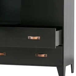 Outlet Wohnen Teilmassiver 94x180x40 Kiefernholz Kleiderschrank in Schwarz - Ilvessino
