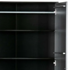 Outlet Wohnen Teilmassiver 94x180x40 Kiefernholz Kleiderschrank in Schwarz - Ilvessino