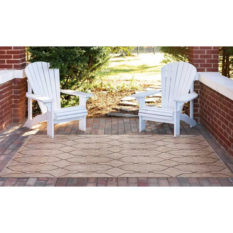 Outlet Wohnen Teppich für Terrasse und Garten in Hellbraun & Grau - Flurina