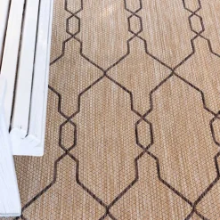 Outlet Wohnen Teppich für Terrasse und Garten in Hellbraun & Grau - Flurina