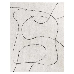 Wohnen Teppich in Creme & Schwarz - abstraktes Muster - Kantuna