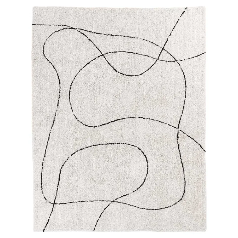 Wohnen Teppich in Creme & Schwarz - abstraktes Muster - Kantuna