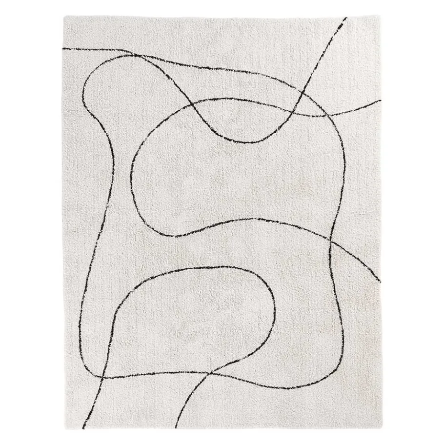 Wohnen Teppich in Creme & Schwarz - abstraktes Muster - Kantuna