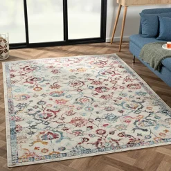 New Wohnen Teppich in Creme mit buntem Floral-Muster - Genyna