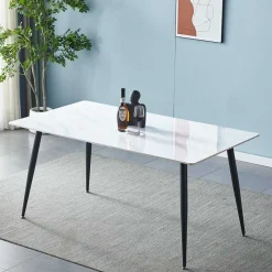 New Wohnen Tisch aus Sinterstein in weißer Marmor Optik - Prenza