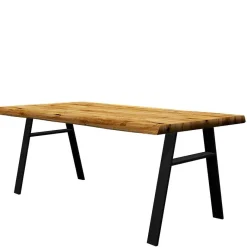 New Wohnen Tisch mit Naturkante Eichenholz Platte - Basilius