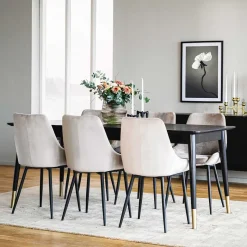 Best Wohnen Tischgruppe in Schwarz & Beige - Orgevia (siebenteilig)