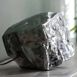 Wohnen Tischlampe in Stein Optik in Chromfarben - Globals