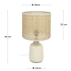 Outlet Wohnen Tischleuchte aus Bambus Geflecht in Beige - Veromica