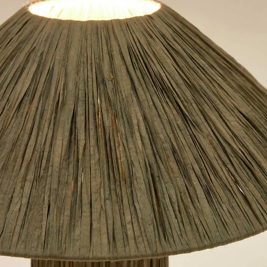Online Wohnen Tischleuchte in Graugrün aus Raffia - Dasanti