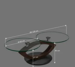 Best Wohnen Topp Couchtisch mit 2 runden Glasplatten - Annely