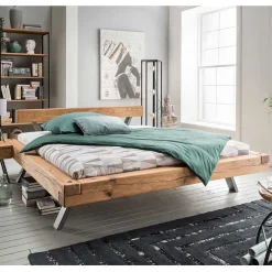 Outlet Wohnen Topp Industry Doppelbett mit Wildeiche Balken - Haveling