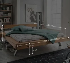 Outlet Wohnen Topp Industry Doppelbett mit Wildeiche Balken - Haveling
