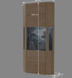 New Wohnen 1-türige Eck-Vitrine in Eiche Bianco - Vernella