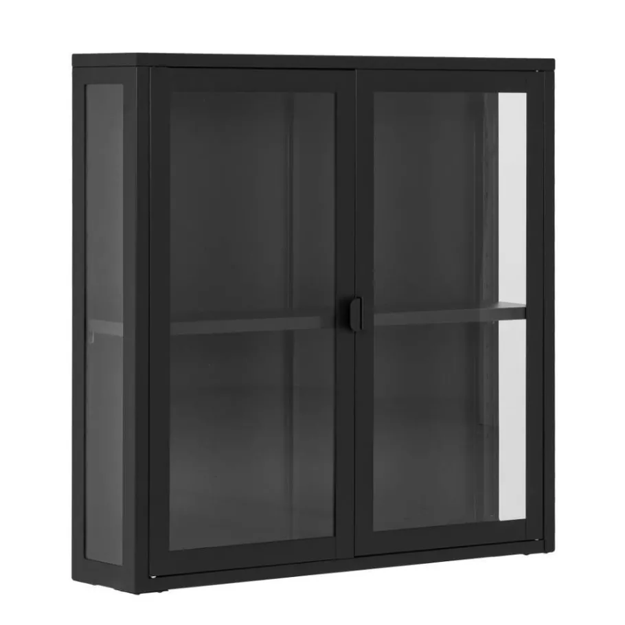Wohnen 2-türige Hängevitrine in Schwarz - Entury