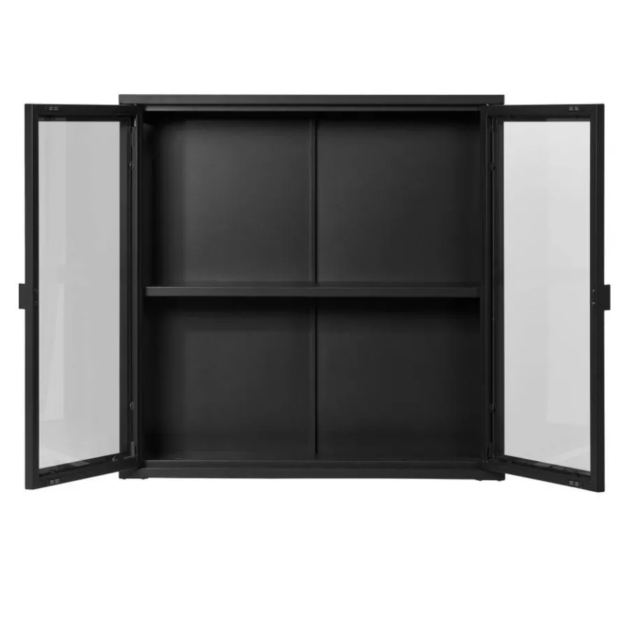 Wohnen 2-türige Hängevitrine in Schwarz - Entury