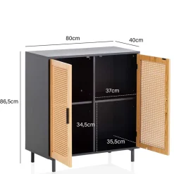 Clearance Wohnen 2-türige Kommode in Natur und Schwarz - Around