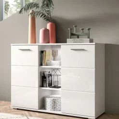 New Wohnen 2-türige Kommode mit drei offenen Fächern - Rugova