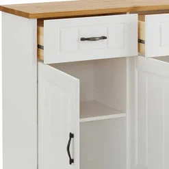 New Wohnen 3-türige Landhaus Kommode in Weiß & Honig - Ribeiro