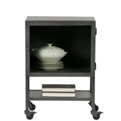 Clearance Wohnen 1-türige Loft Kommode auf Rollen Laruis aus Metall