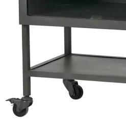 Clearance Wohnen 1-türige Loft Kommode auf Rollen Laruis aus Metall