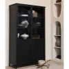 Clearance Wohnen 2-türige Metall Vitrine in Schwarz - Ponnya