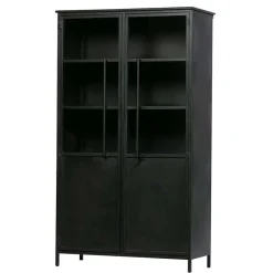 Clearance Wohnen 2-türige Metall Vitrine in Schwarz - Ponnya