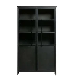 Clearance Wohnen 2-türige Metall Vitrine in Schwarz - Ponnya