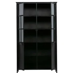 Clearance Wohnen 2-türige Metall Vitrine in Schwarz - Ponnya