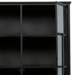 Clearance Wohnen 2-türige Metall Vitrine in Schwarz - Ponnya