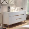 Best Wohnen 2-türige Retro Kommode mit 5 Schubladen Flacon in Weiß