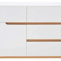 Best Wohnen 2-türige Retro Kommode mit 5 Schubladen Flacon in Weiß